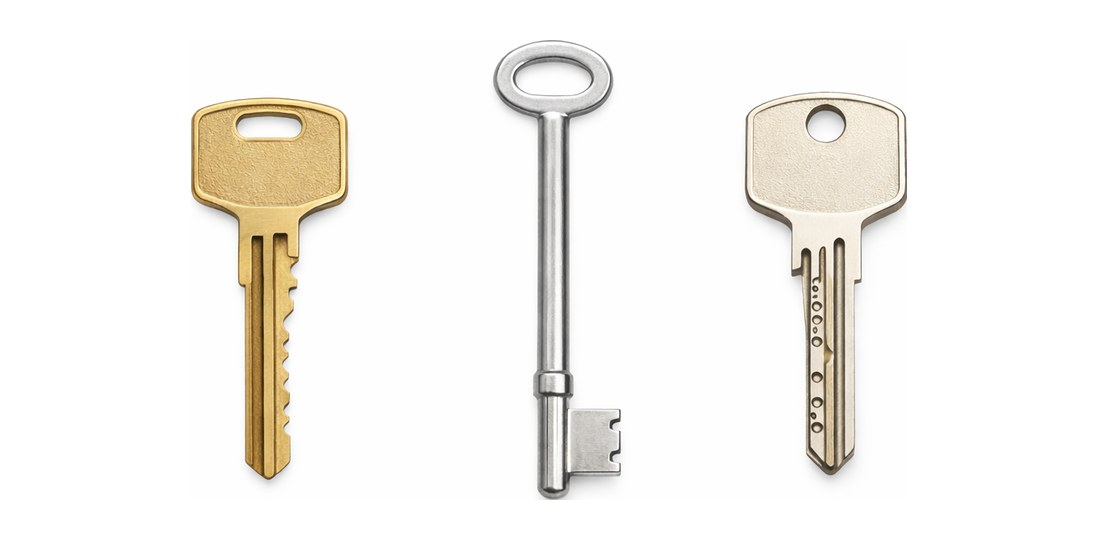 Pin tumbler key, mortice key and dimple key