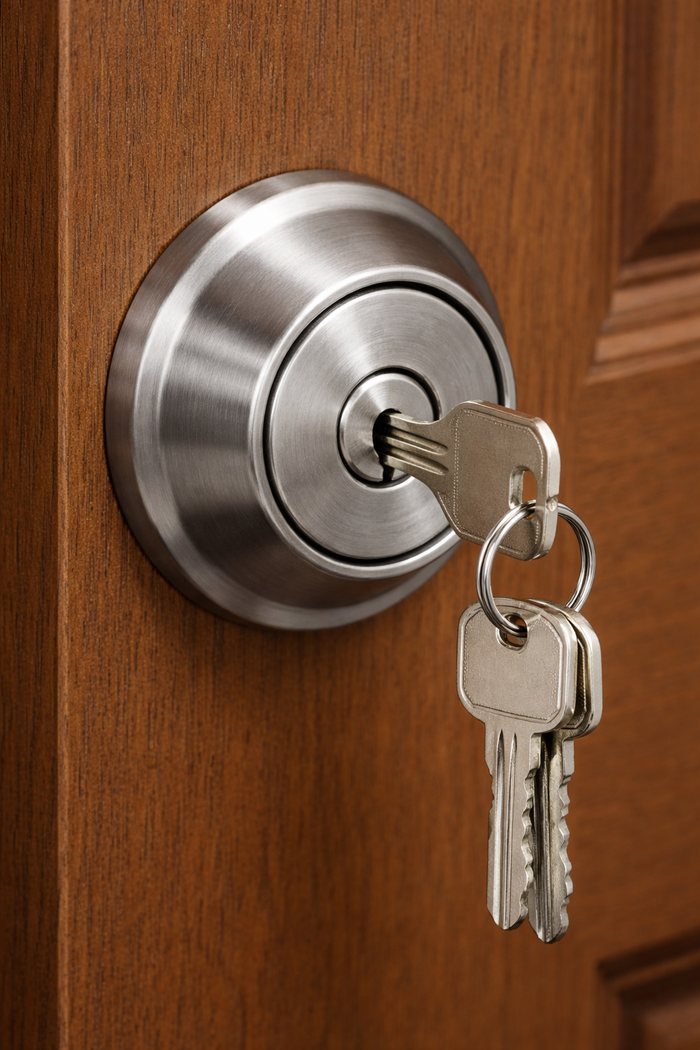 Deadbolt cylinder lock with keys