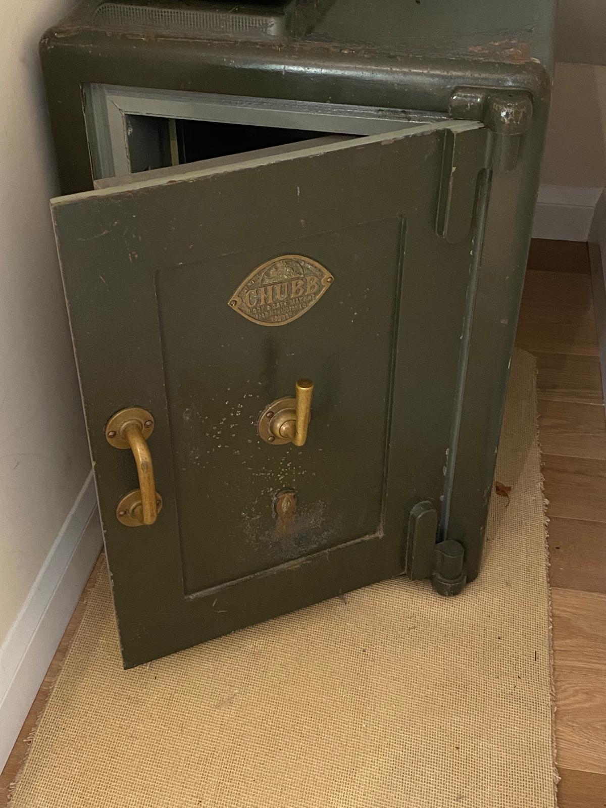 Vintage green Chubb safe with brass fittings