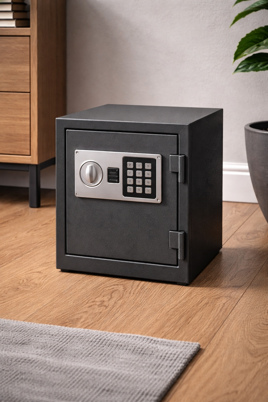 Compact home safe with keypad