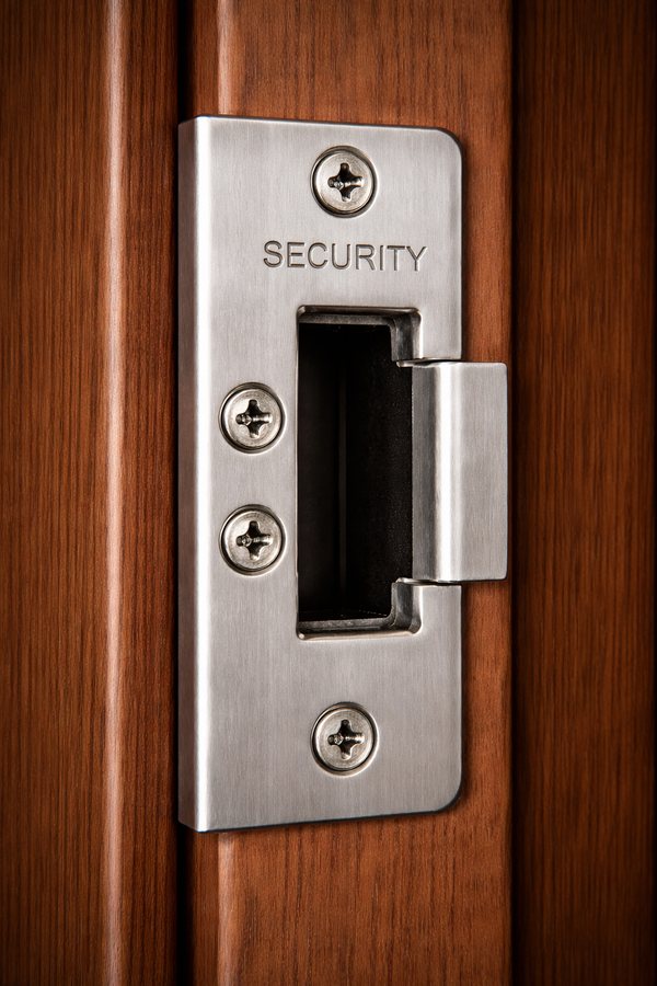 Reinforced security strike plate on a door frame