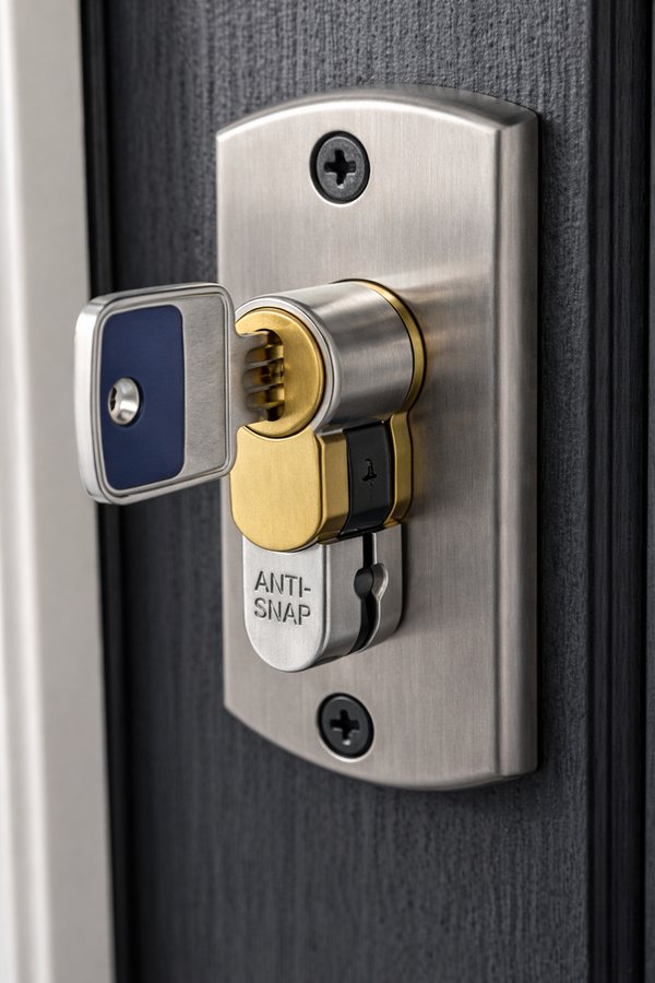 Anti-snap euro cylinder lock with key