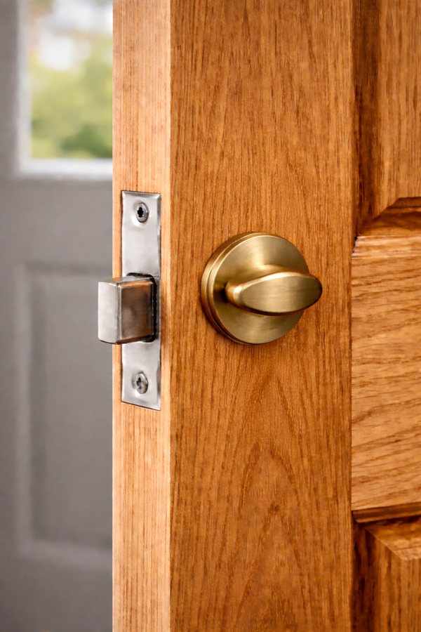 Dead bolt fitted to a wooden door